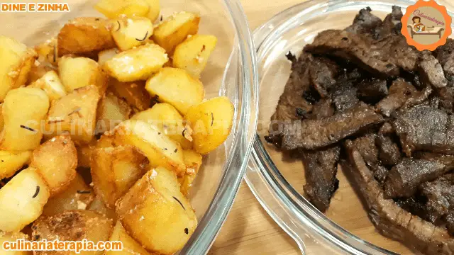Batatas Rústicas com Iscas de Alcatra