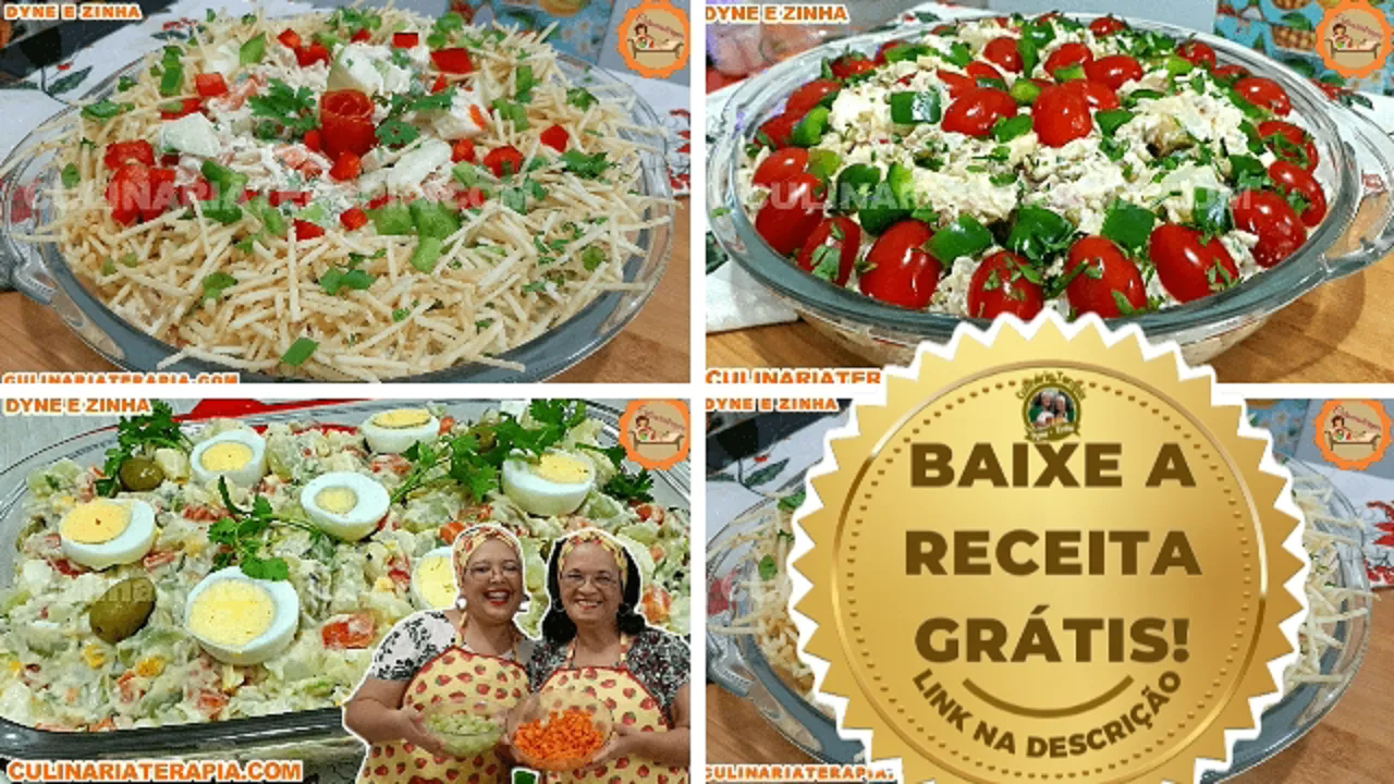 Salpicão de Frango e Saladas de Batata e de Maionese para Festas